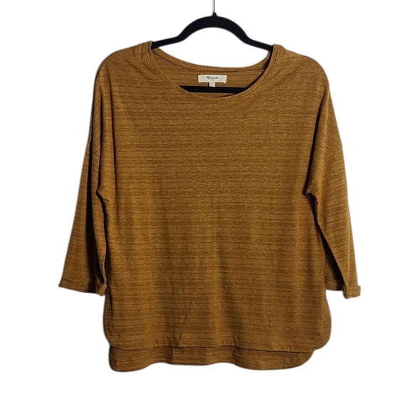 MADEWELL Henley 3/4 Sleeve Top in Muted Mustard Size XSmall - Picture 1 of 16
